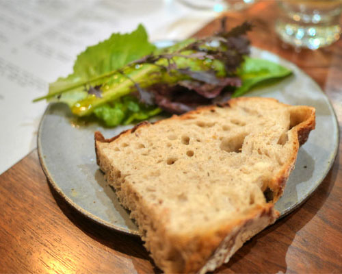 sourdough bread, greens