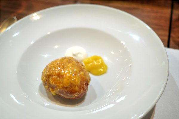 sourdough donut, sour cream, meyer lemon curd, orange marmalade