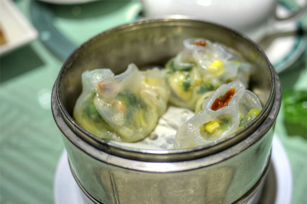 Steamed Shrimp & Pea Tips Dumplings