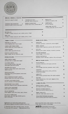 Love & Salt Menu