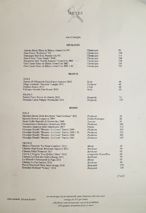 Bucato Wine List