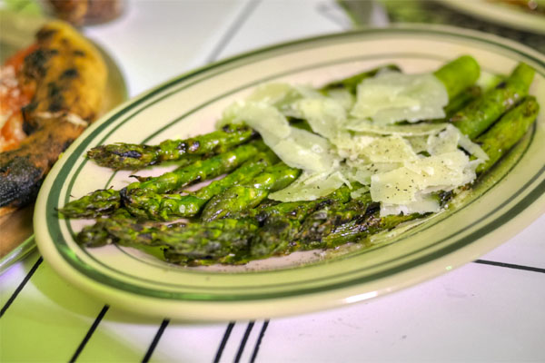 wood grilled asparagus, lemon, olive oil, parmesan, black pepper