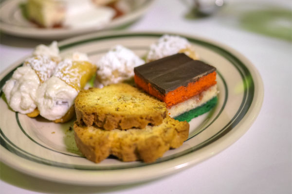 italian cookie plate: pistachio wedding, rainbow, biscotti, cannoli