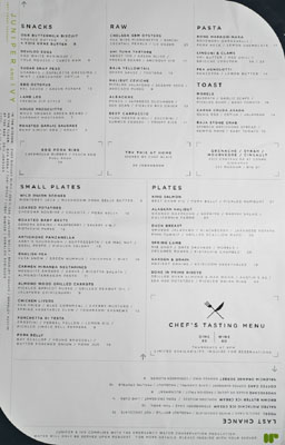 Juniper & Ivy Menu