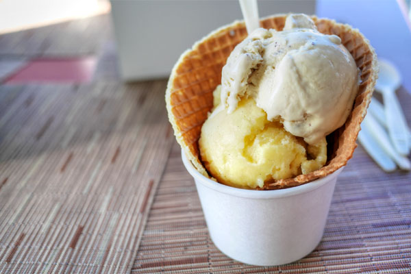 Guinness Chip & Tangerine Vanilla Sherbet + Waffle Cone