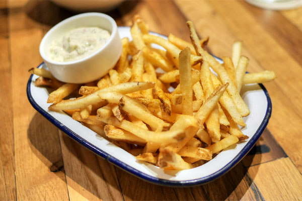 old bay fries with tartar sauce