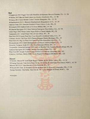 Catch & Release Wine List