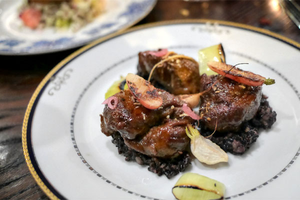 Sticky Pig Cheeks & Black Rice