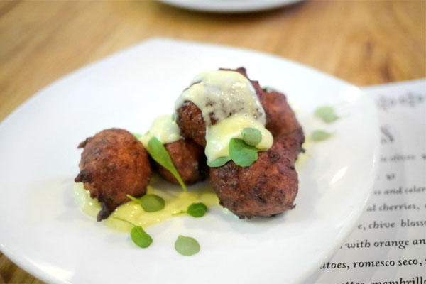 salt cod fritters, lemon cream