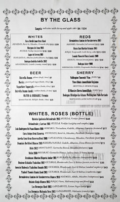 Ración Wine/Beer List