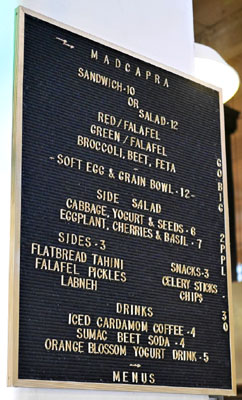 Madcapra Menu