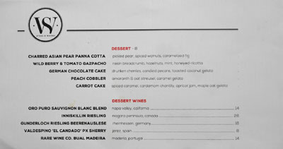 Steak & Whisky Dessert Menu