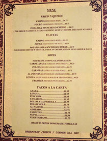 Taqueria Los Anaya Menu: Taquitos, Flautas, Sopes, Tacos