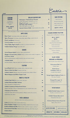 Cassia Menu