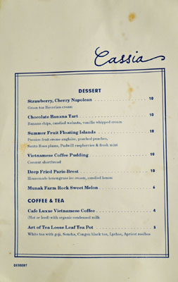 Cassia Dessert Menu