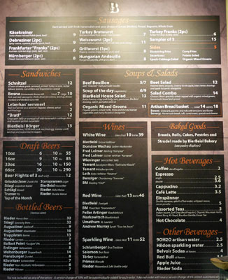 BierBeisl Imbiss Menu