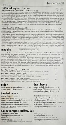 fundamental LA Beverage List