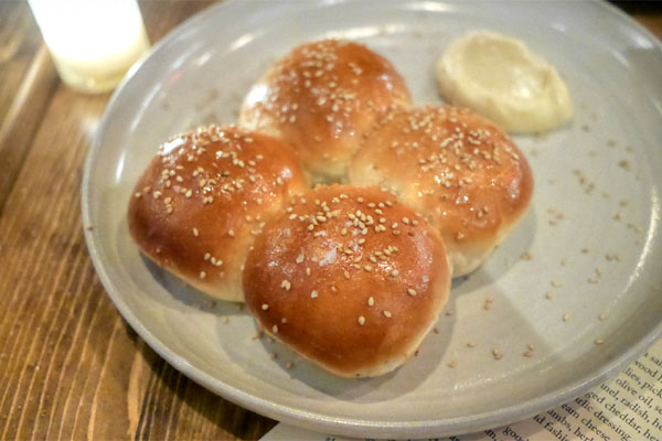 benne yeast rolls, honey butter, sea salt