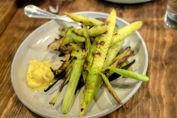 grilled baby corn, really good butter, sea salt, black pepper