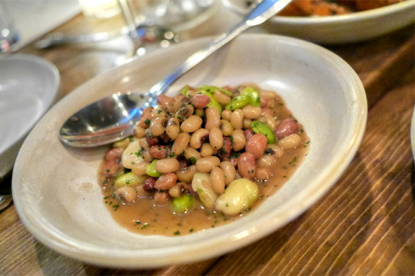 butter field peas, VA ham, parsley