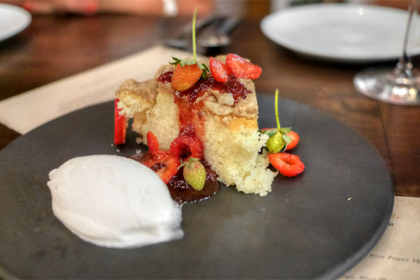 Roasted Strawberry Streusel Cake Brown Butter