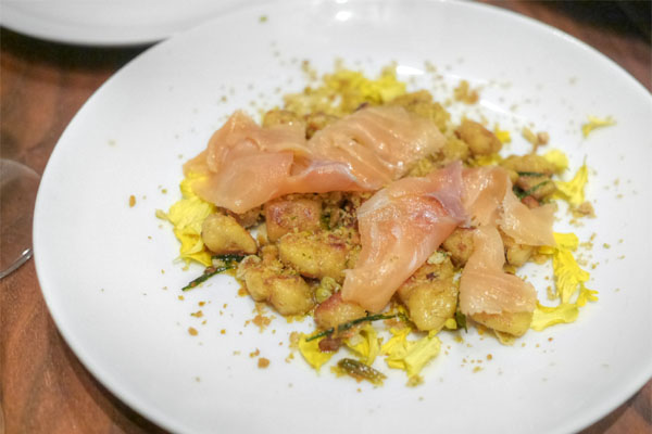 Gnocchi, Gravlax, Tarragon, Breadcrumbs, Nasturtium