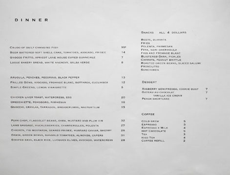 Dudley Market Menu