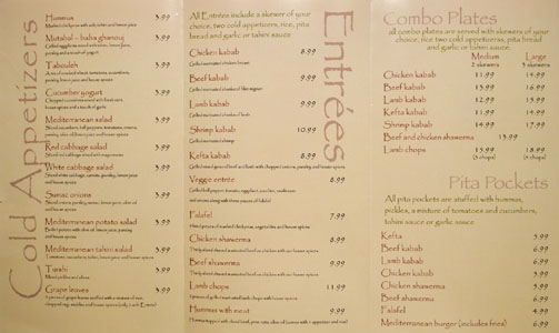 Kabab Crush Menu