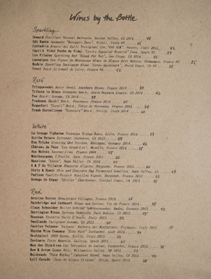 E.R.B. Wine List