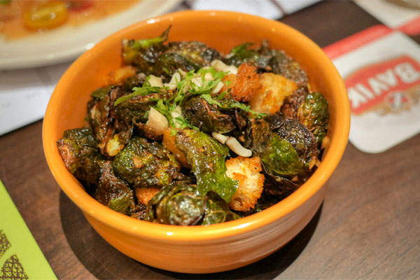 Caramelized Brussels Sprouts over Sourdough Croutons