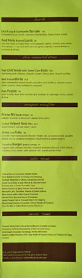 Sausal Menu