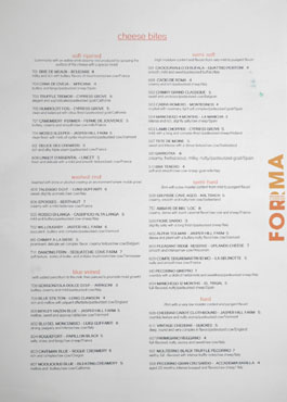 Forma Cheese Menu