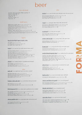 Forma Beer List