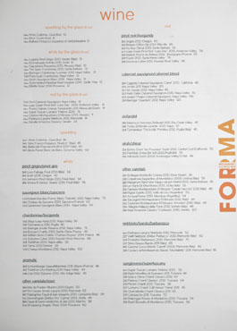 Forma Wine List