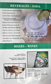 Garlic & Chives Menu: Beverages - Soda / Beers - Wines