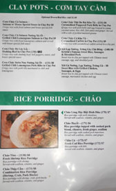 Garlic & Chives Menu: Clay Pots - Com Tay Cam / Rice Porridge - Chao