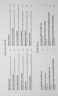 The Arthur J Cocktail & Beer List