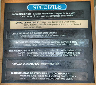 La Super-Rica Taqueria Specials Menu