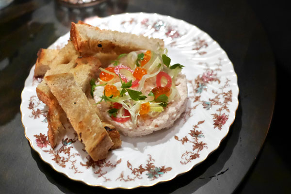 Smoked trout rillette, pickled shallot, lovage, fennel, sourdough