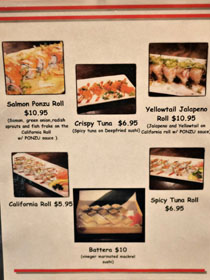 Takaya Yakitori Izakaya Menu: Sushi Rolls