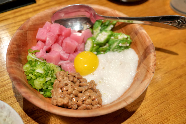 Natto with Okura, Yamaimo Zasai and Tuna