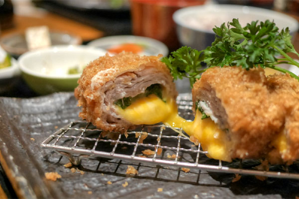 Millefeuille Shiso Cheese Katsu Gozen (Cut Open)