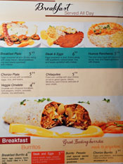 Puertos del Pacifico Menu: Breakfast