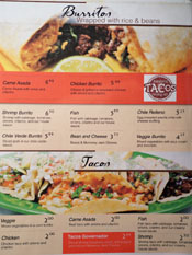 Puertos del Pacifico Menu: Burritos & Tacos