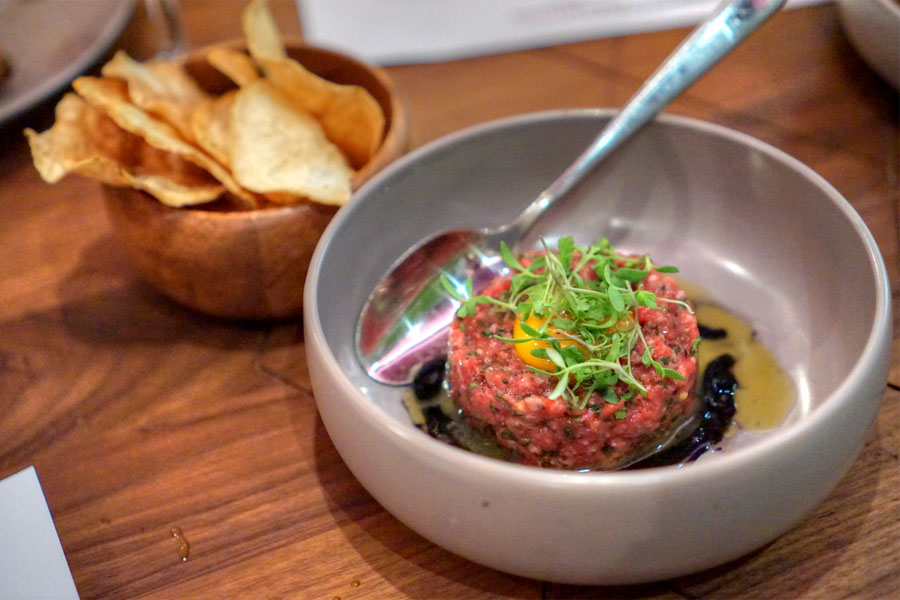 Beef Heart, Pickled Mustard Seed, Charred Celery, and Chives