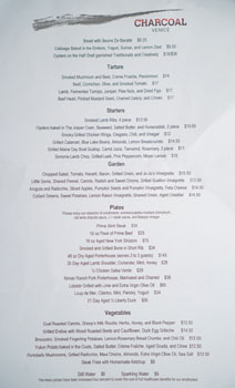 Charcoal Venice Menu