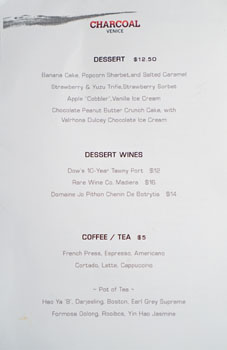 Charcoal Venice Dessert Menu