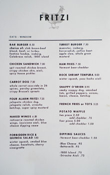 Arts District Brewing/Fritzi Menu