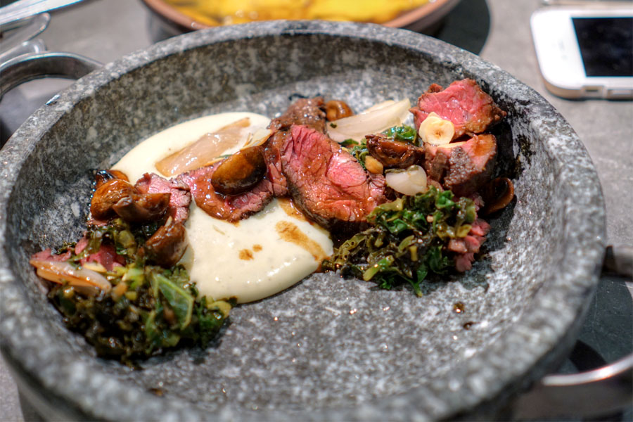 Dry Aged Steak, Mushroom, Shallot, Hazelnut, Potato