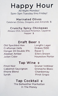 The Bellwether Happy Hour Menu